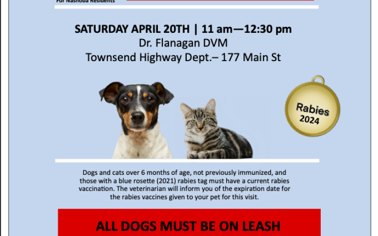 Rabies Clinic at Highway Dept on April 20 at 11-12:30